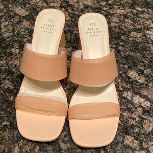 Jazzy Snake print chunky heel nude